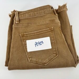 Risen Jeans Tan Brown Wide Leg Cropped Frayed Hem Denim RDP5506 Size 7/28